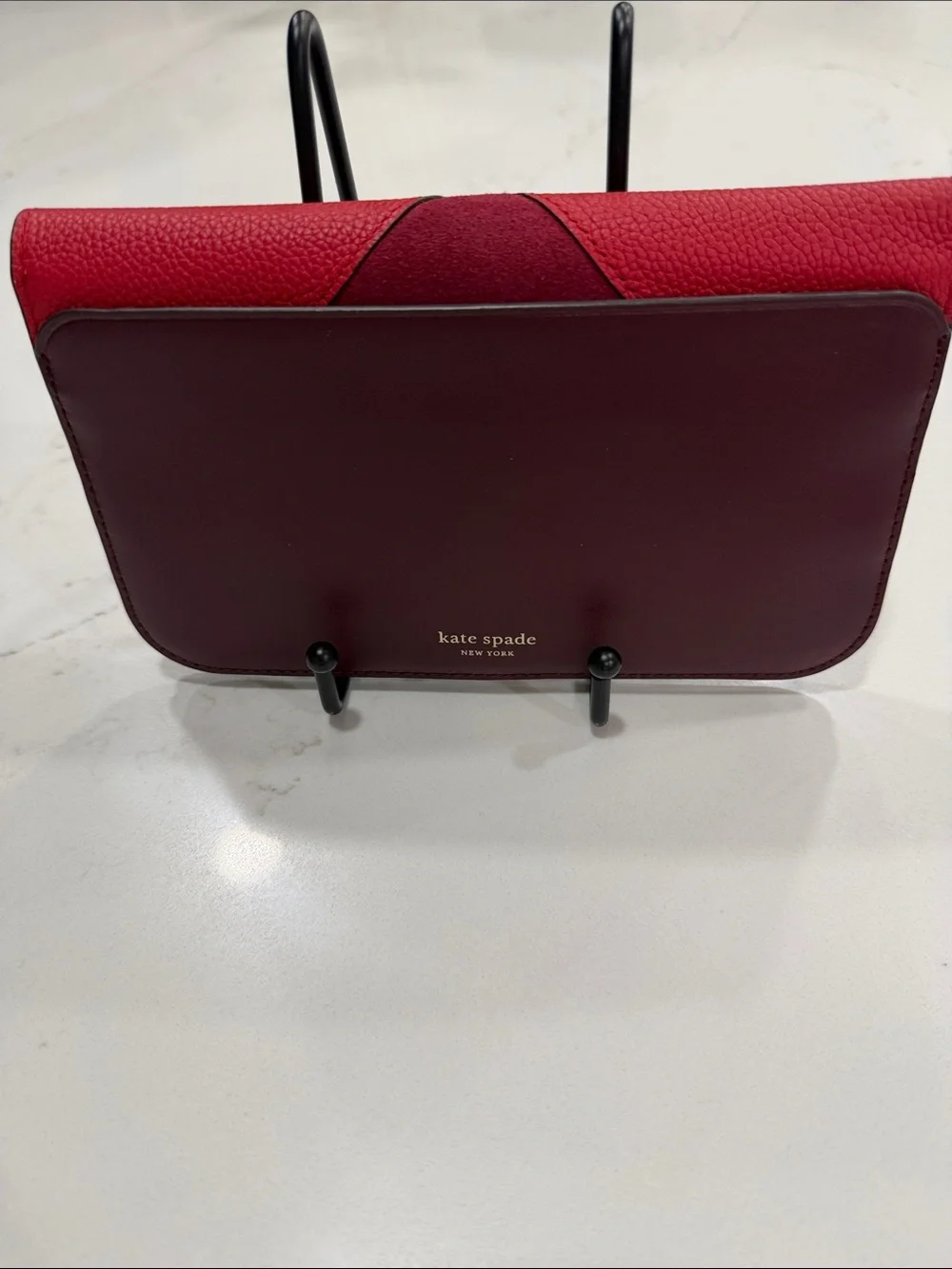 kate spade Red and Burgundy Patchwork Leather Clutch